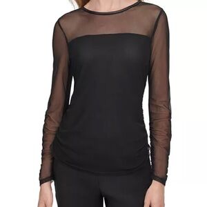 DKNY Illusion Mesh Top size L NWT